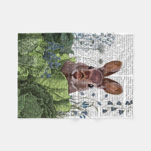 Rabbit in a Cabbage Patch Fleece Deken (Voorkant (Horizontaal))