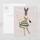 Rabbit in Black White Dress 2 Briefkaart (Voorkant / Achterkant)
