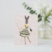 Rabbit in Black White Dress 2 Briefkaart (Staand voorkant)