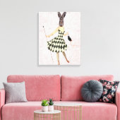 Rabbit in Black White Dress Canvas Afdruk (Insitu (Woonkamer))
