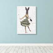 Rabbit in Black White Dress Canvas Afdruk (Insitu (Houten vloer))