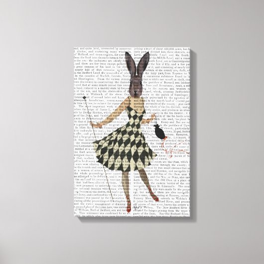 Rabbit in Black White Dress Canvas Afdruk (Voorkant)