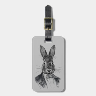 Rabbit in Suit Portret Bagagelabel