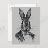 Rabbit in Suit Portret Briefkaart (Voorkant / Achterkant)