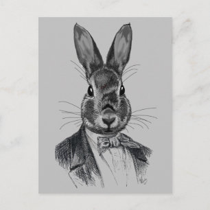Rabbit in Suit Portret Briefkaart