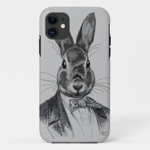 Rabbit in Suit Portret iPhone 11 Hoesje