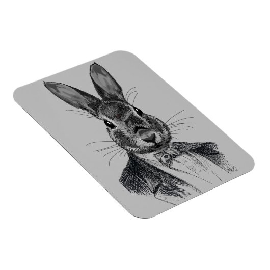 Rabbit in Suit Portret Magneet (Rechterzijde)