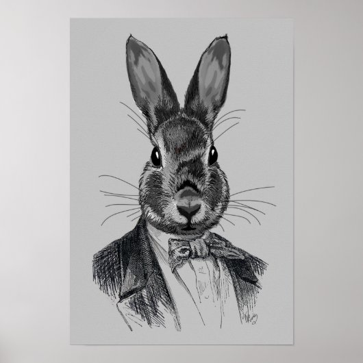 Rabbit in Suit Portret Poster (Voorkant)