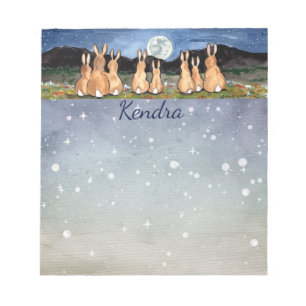Rabbit in the Moon Personalized Sterrennacht Bunny Notitieblok