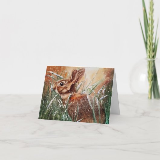 Rabbit in the snow Christmas card Feestdagen Kaart (Voorkant)