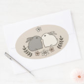 Rabbit Kiss Ovale Sticker (Envelop)