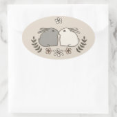 Rabbit Kiss Ovale Sticker (Tas)