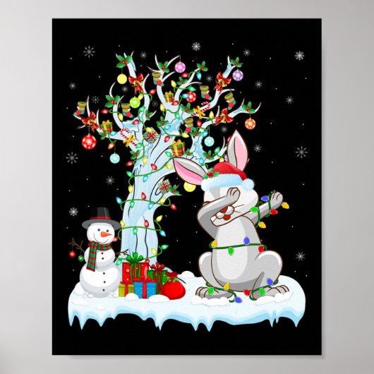 Rabbit Lights Xmas Tree Funny Dabbing Rabbit Chris Poster (Voorkant)