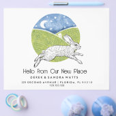 Rabbit  Lino Style Change of Address Card  Flyer (Enkel)