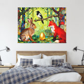 Rabbit, Magpie, Fox and “The Forest’s Secret”  Canvas Afdruk (Insitu (Slaapkamer))