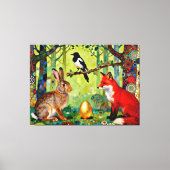 Rabbit, Magpie, Fox and “The Forest’s Secret”  Canvas Afdruk (Voorkant)