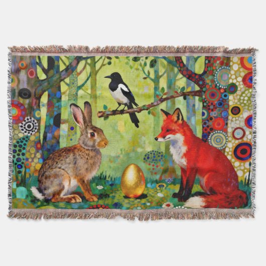 Rabbit, Magpie, Fox and “The Forest’s Secret” Deken (Voorkant)