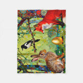 Rabbit, Magpie, Fox and “The Forest’s Secret”  Fleece Deken (Voorkant)