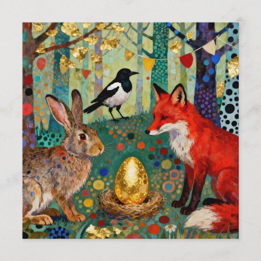 Rabbit, Magpie, Fox and “The Golden Goose Egg” Kaart (Voorkant)