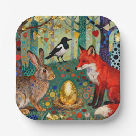 Rabbit, Magpie, Fox and “The Golden Goose Egg” Papieren Bordje