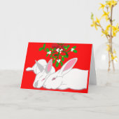 Rabbit Mistletoe Bunny Love Carte de vacances (Fleur jaune)