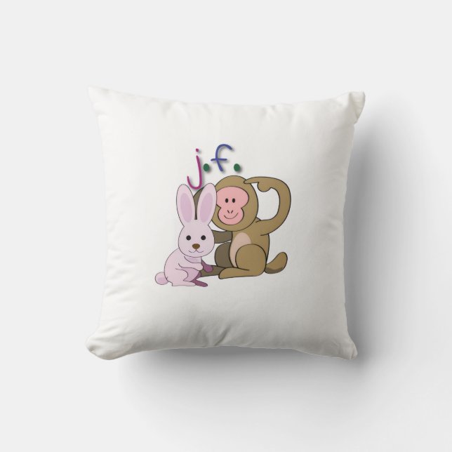 rabbit & monkey kussen (Voorkant)