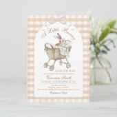 Rabbit Neutral Beige Bunny Baby Shower Kaart (Staand voorkant)