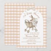 Rabbit Neutral Beige Bunny Baby Shower Kaart (Voorkant / Achterkant)