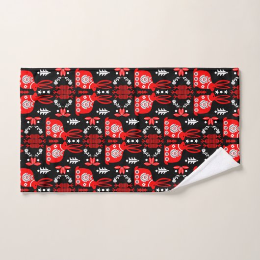 Rabbit Nordic Scandinavian Folk Art Bad Handdoek (Handdoek)