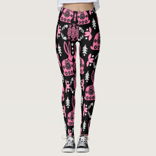 Rabbit Nordic Scandinavian Folk Art Leggings