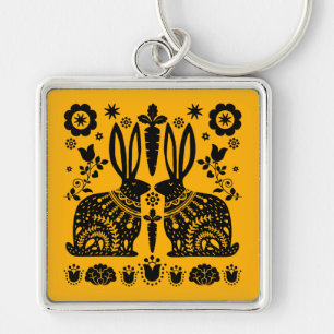 Rabbit Nordic Scandinavian Folk Art Sleutelhanger