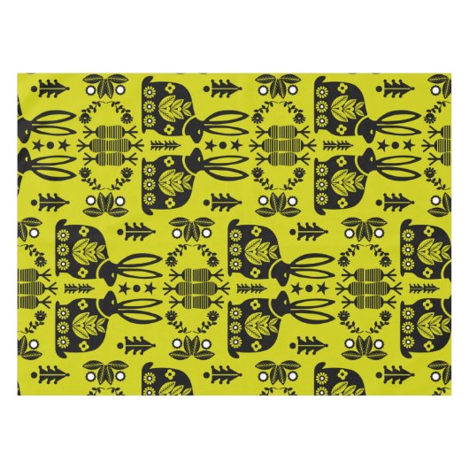 Rabbit Nordic Scandinavian Folk Art Tafelkleed (Voorkant (Horizontaal))