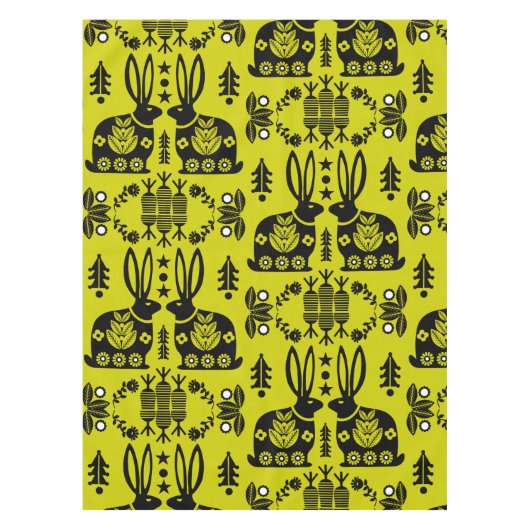 Rabbit Nordic Scandinavian Folk Art Tafelkleed (Voorkant)