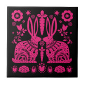 Rabbit Nordic Scandinavian Folk Art Tegeltje (Voorkant)