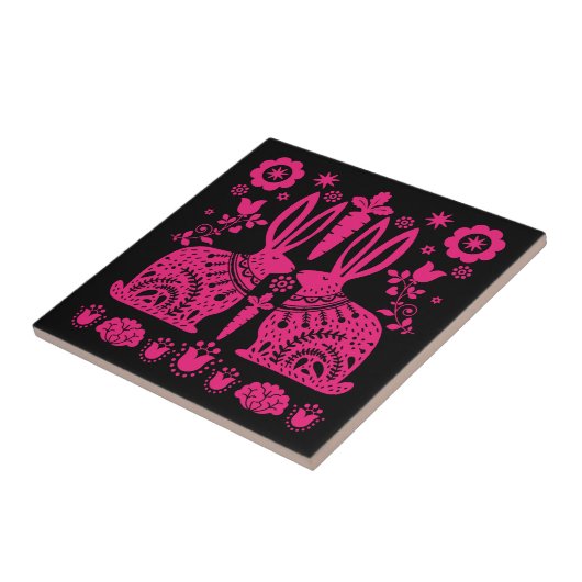 Rabbit Nordic Scandinavian Folk Art Tegeltje (Zijkant)