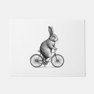 Rabbit On A Bike Bunny Fietsen Fietsen Fietsen Man Deurmat