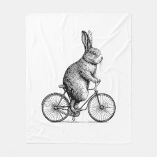 Rabbit On A Bike Bunny Fietsen Fietsen Fietsen Man Fleece Deken