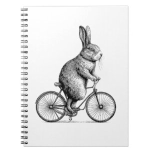 Rabbit On A Bike Bunny Fietsen Fietsen Fietsen Man Notitieboek