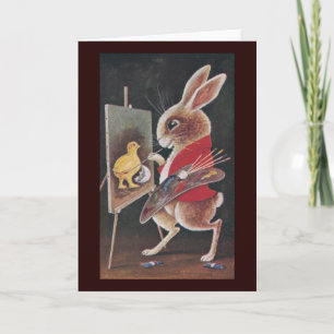 Rabbit Painting Chick  Pasen Feestdagen Kaart