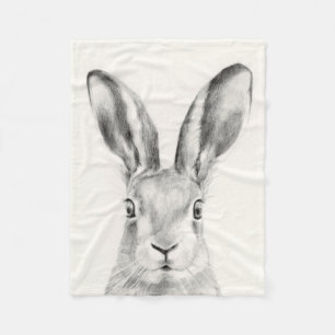 Rabbit Pencil Tekening Fleece Deken