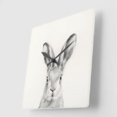 Rabbit Pencil Tekening Vierkante Klok (Hoek)