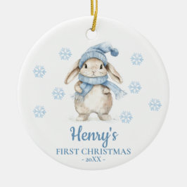 Rabbit Personalized Baby's First Christmas Keramisch Ornament