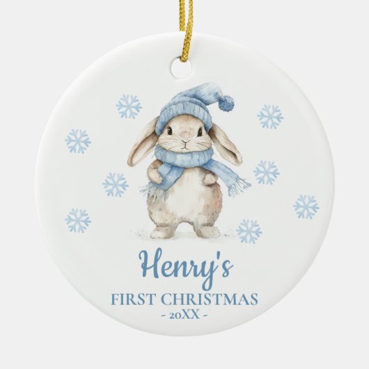 Rabbit Personalized Baby's First Christmas Keramisch Ornament (Voorkant)