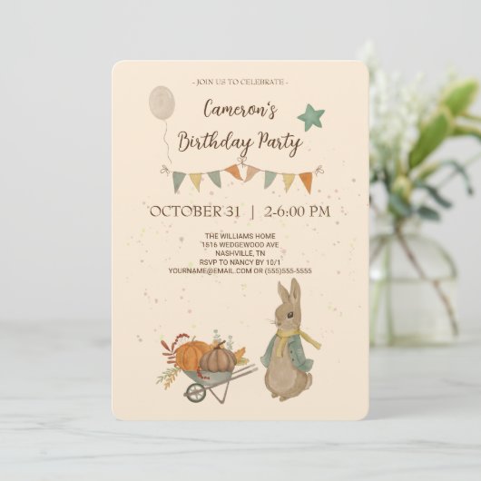 Rabbit Peter Anniversaire Fête Invitation (Debout devant)