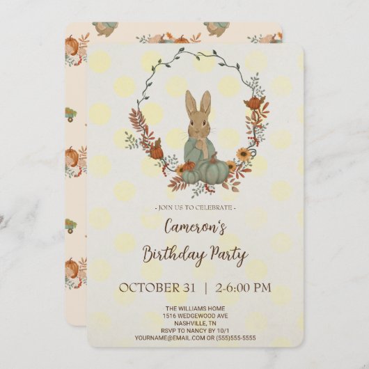 Rabbit Peter Anniversaire Fête Invitation (Devant / Derrière)