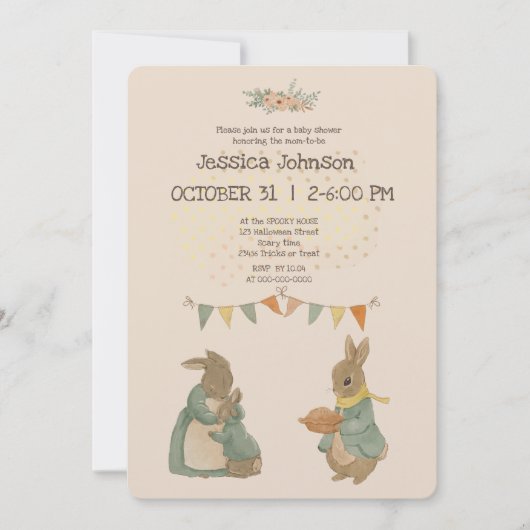 Rabbit Peter automne Baby shower Invitation (Devant)