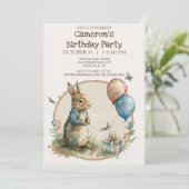 Rabbit Peter Birthday Party Invitation Kaart (Staand voorkant)