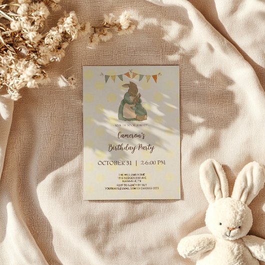 Rabbit Peter Birthday Party Invitation Kaart