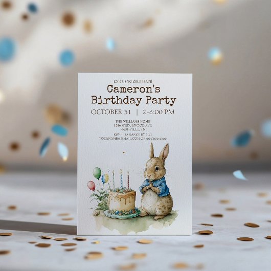 Rabbit Peter Birthday Party Invitation Kaart
