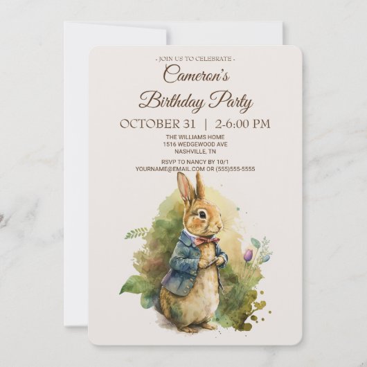 Rabbit Peter Birthday Party Invitation Kaart (Voorkant)